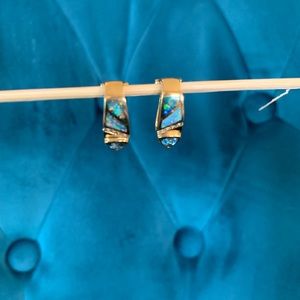 14 Carrot Gold Topaz and Opal Diamond Earrings